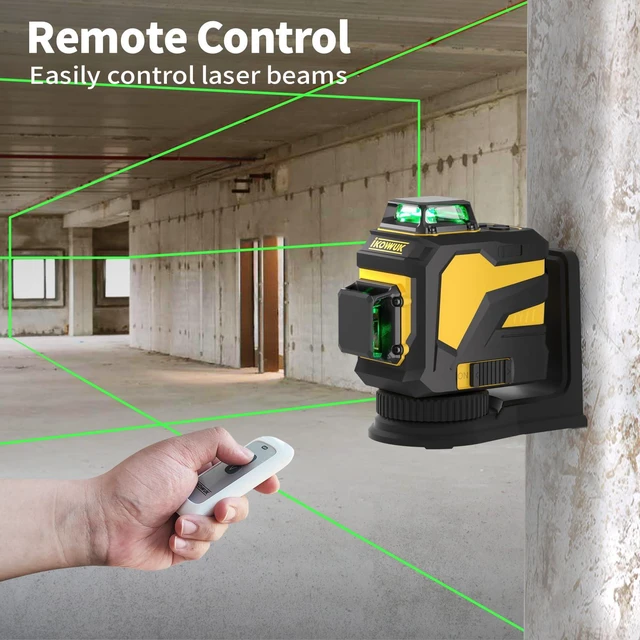 Alt view image 2 of 7 - Laser Level with 12 Green Lines, Built-in 5200 mAh Li-ion Battery 3×360° Full Coverage, for Construction and Picture Hanging