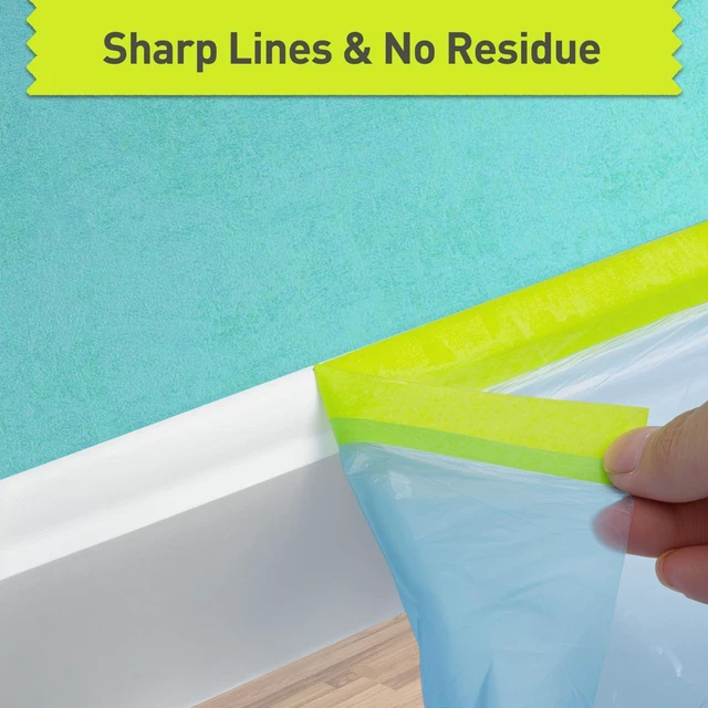 Alt view image 4 of 7 - Pre-Taped Masking Film for Painting - 70" x 66' Painters Plastic Sheeting for House & Automotive Paint, Tape and Drape for Covering Cars, Walls, Windows and Furniture Protection (1 Roll)