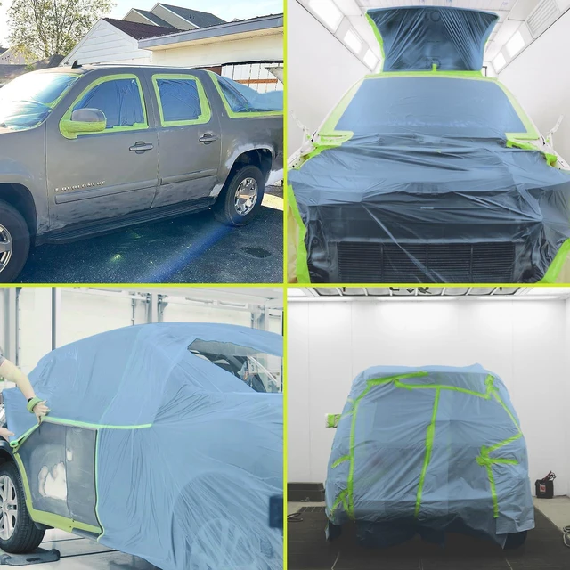 Alt view image 7 of 7 - Pre-Taped Masking Film for Painting - 70" x 66' Painters Plastic Sheeting for House & Automotive Paint, Tape and Drape for Covering Cars, Walls, Windows and Furniture Protection (1 Roll)