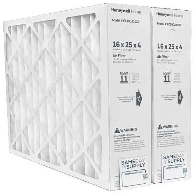 Main image of FC100A1029 (2 Pack) - 16" x 25" x 4" Pleated Air Filter, MERV 11 Bundle with Same Day Supply Filter Change Reminder