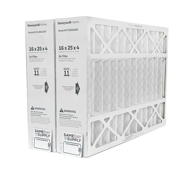 Alt view image 2 of 7 - FC100A1029 (2 Pack) - 16" x 25" x 4" Pleated Air Filter, MERV 11 Bundle with Same Day Supply Filter Change Reminder