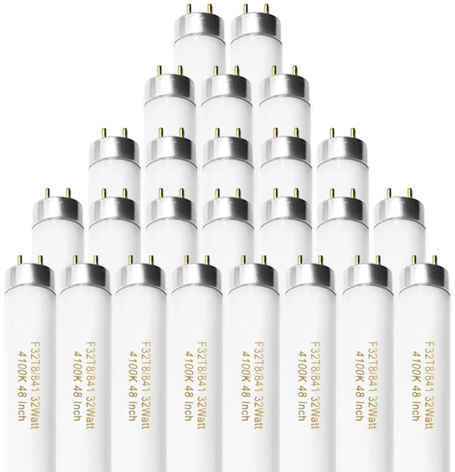Alt view image 7 of 7 - 25 Pack F32T8/841 Fluorescent Tube 48 Inch, T8 Fluorescent Light Bulb 4 Foot 32 Watt 4100K Cool White 2750 Lumens G13 Base