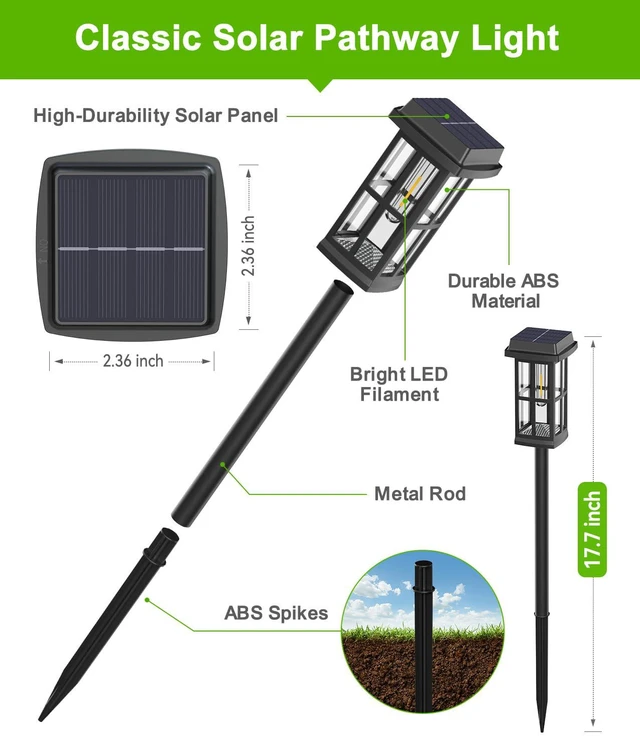 Alt view image 2 of 6 - 12 Pack Solar Pathway Lights Outdoor, 2 Lighting Modes Waterproof Solar Lights Outdoor, Brighter Up to 15Hrs Outdoor Solar Lights for Garden Landscape Path Walkway Driveway Sidewalk
