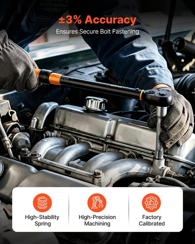 Alt view image 3 of 7 - Torque Wrench Set 1/4" 3/8" 1/2" Drive Click Torque Wrench 47-Piece, Dual Scale Readings, ±3% High Precision, with Spark Plug Sockets, Bits, Extension Bars, Storage Case, for Automotive Repair
