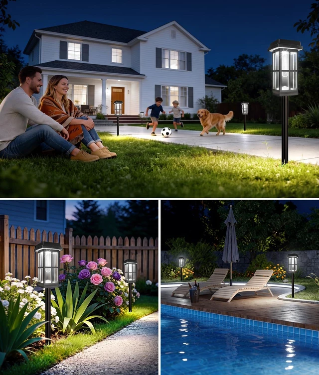 Alt view image 6 of 6 - 12 Pack Solar Pathway Lights Outdoor, 2 Lighting Modes Waterproof Solar Lights Outdoor, Brighter Up to 15Hrs Outdoor Solar Lights for Garden Landscape Path Walkway Driveway Sidewalk