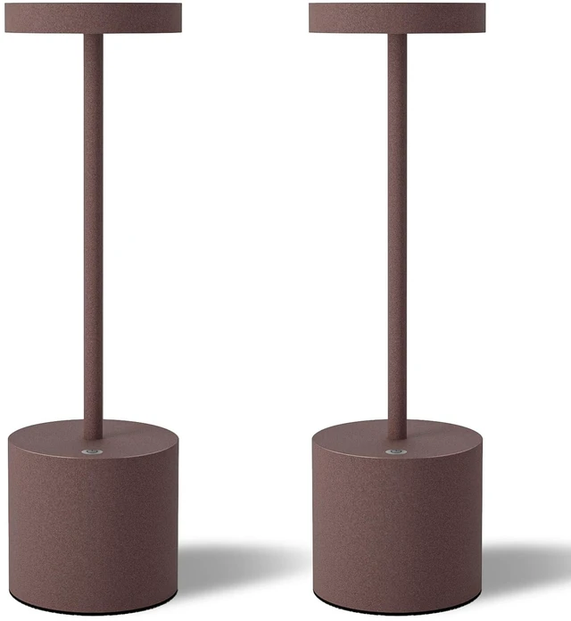 Main image of LED Cordless Table Lamps Set of 2, 5000mAh Rechargeable Table Light Portable Outdoor Table Lamp, 3 Color Stepless Dimming Battery Powered Lamp for Dinner/Patio/Restaurant/Bedroom (Rust)
