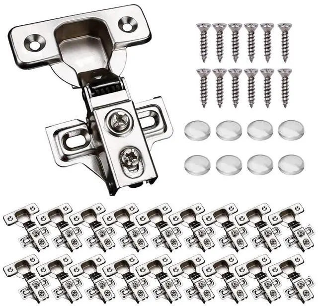 Main image of 60 Pack Soft Close Cabinet Door Hinges for 1/2 Inch Overlay Cupboard Door, 105 Degree Opening Angel, Stainless Concealed Kitchen Cabinet Hinges with Mounting Screws and Manual