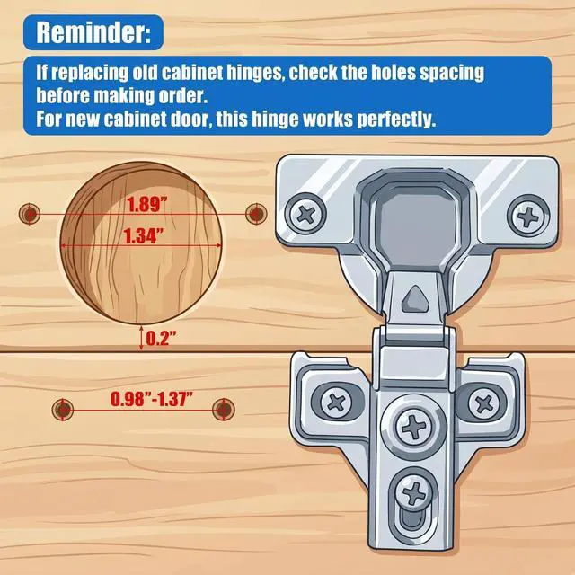 Alt view image 3 of 7 - 60 Pack Soft Close Cabinet Door Hinges for 1/2 Inch Overlay Cupboard Door, 105 Degree Opening Angel, Stainless Concealed Kitchen Cabinet Hinges with Mounting Screws and Manual