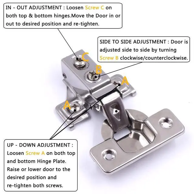 Alt view image 6 of 7 - 60 Pack Soft Close Cabinet Door Hinges for 1/2 Inch Overlay Cupboard Door, 105 Degree Opening Angel, Stainless Concealed Kitchen Cabinet Hinges with Mounting Screws and Manual