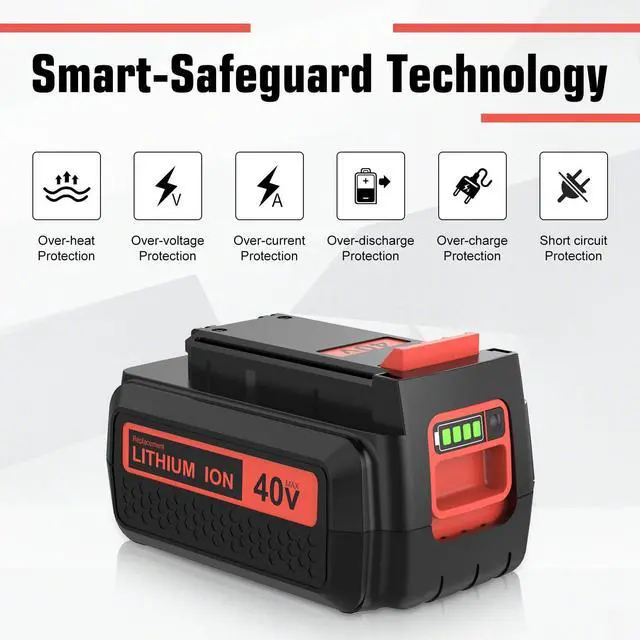 Alt view image 4 of 7 - 2Pack 40V 3.6Ah Replacement for Black and Decker 40v Battery and Charger Compatible withBlack and Decker 40 Volt Battery LBXR36 LBXR2036 LST540 LCS1240 LBX1540 LST136W Black Decker 40V String Tools