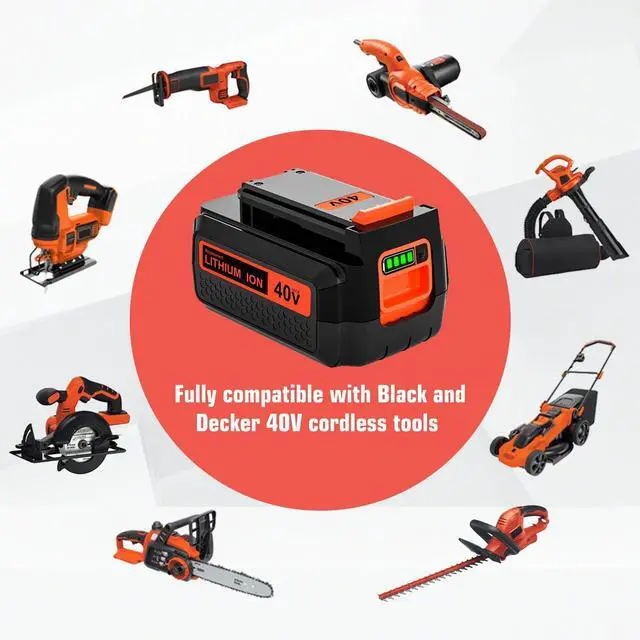 Alt view image 6 of 7 - 2Pack 40V 3.6Ah Replacement for Black and Decker 40v Battery and Charger Compatible withBlack and Decker 40 Volt Battery LBXR36 LBXR2036 LST540 LCS1240 LBX1540 LST136W Black Decker 40V String Tools