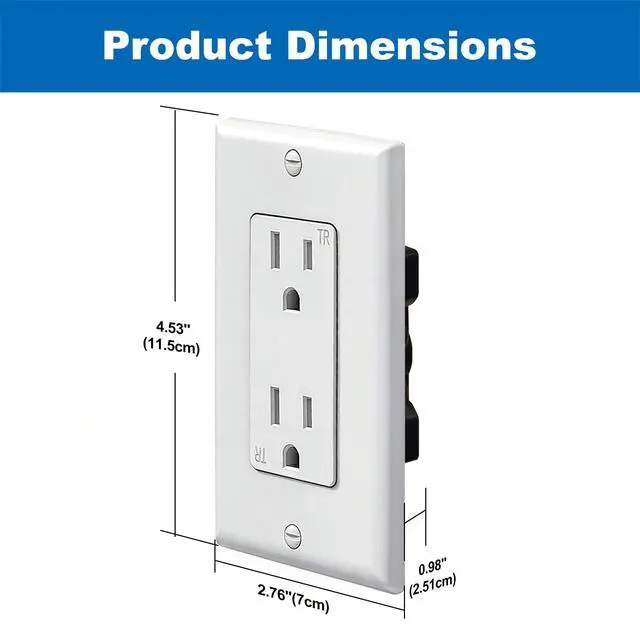 Alt view image 7 of 7 - 50 Pack Receptacle Outlets, 15 Amp Wall Outlet, UL Listed, Tamper Resistant Electrical Outlet, Decorator Receptacles for Residential and Commercial Use, 125V/1875W, Wall Plate Included, White
