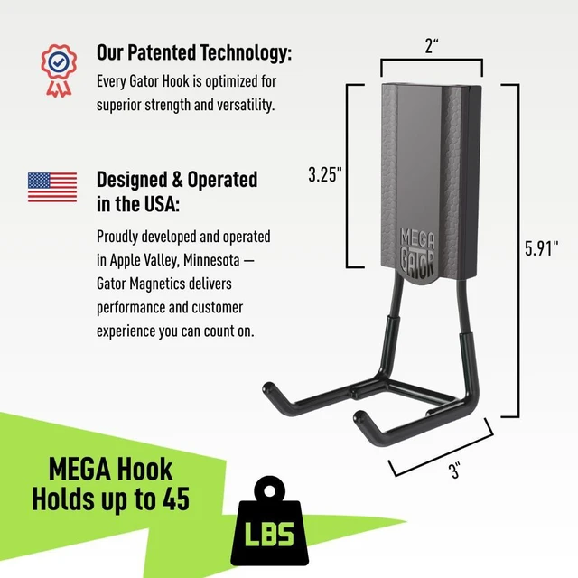 Alt view image 2 of 7 - MEGA 3 in Open Hooks, 45 lb Magnetic Hooks 3 Pack Patented Easy-Release, Non-Slip Grip. Works on steel cabinets, doors, garage, toolboxes, pole barns, utility vans & more