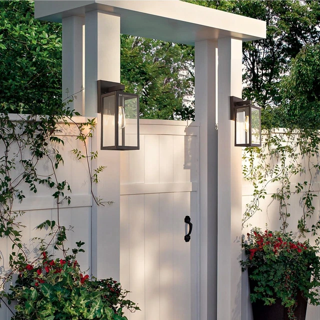 Alt view image 5 of 7 - Outdoor Wall Light Fixture, Exterior Waterproof Wall Lantern Porch Wall Sconce Dark Chocolate, Anti-Rust, E26 Socket, Clear Glass, Outside Wall Mount Light, Front Door Lighting for Patio
