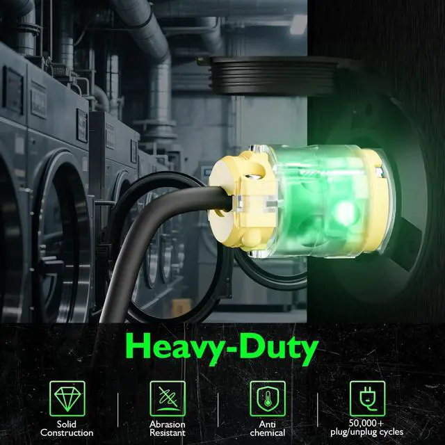 Alt view image 3 of 7 - 10 Sets Lighted Extension Cord Ends Replacement Plug 3 Prong 15A 125V NEMA 5-15P*NEMA 5-15R, Electrical Replacement Plug, Male and Female Extension Cord Ends, 15 Amp Plug, UL Listed,Yellow