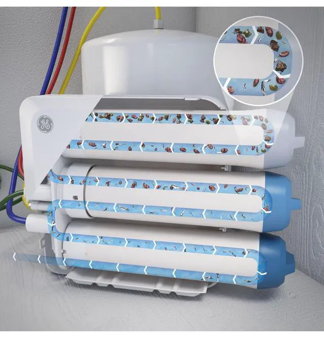Alt view image 4 of 5 - Pre & Post Filter Set Compatible with Select Under Sink Filtration Systems Including GXRQ18NBN, GNRQ18NBN, GXRV40TBN, Replace Every 6 Months, FQ18PN