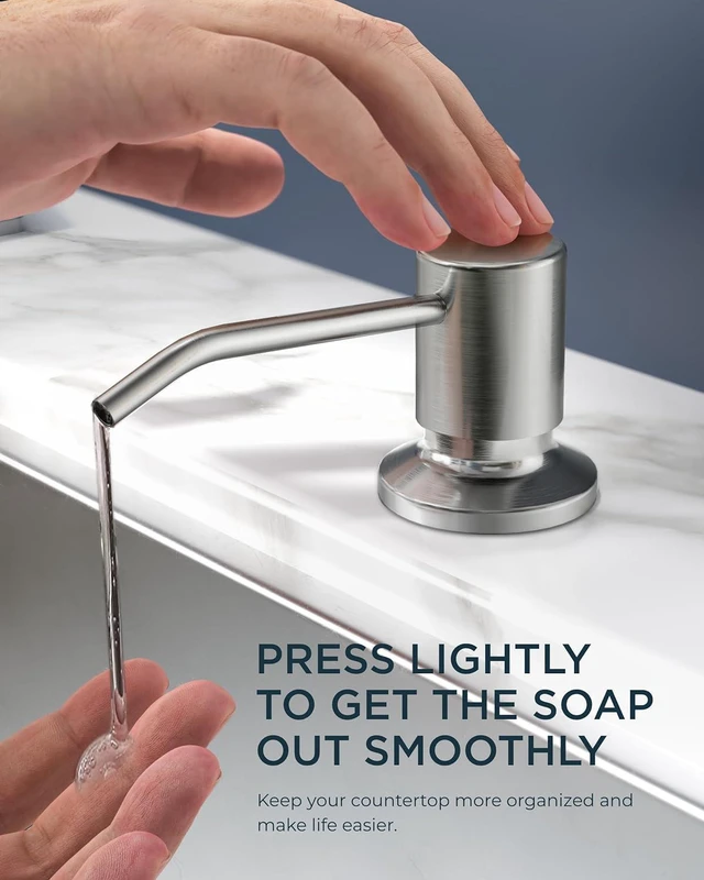 Alt view image 4 of 7 - Kitchen Faucet with Soap Dispenser, Brushed Nickel Single Handle No-Lead Stainless Steel Sink Faucet with Pull Down Sprayer, 1 or 3 Holes Deck Plate, High Arc Fit for Bar Farmhouse Laundry