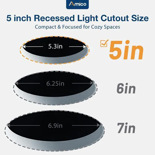 Alt view image 2 of 7 - 12 Pack 5 Inch 5CCT Ultra-Thin LED Canless Recessed Ceiling Light 2700K/3000K/3500K/4000K/5000K Selectable, 11W=75W, 900LM High Brightness, Dimmable Wafer Downlight with Junction Box, ETL&FCC