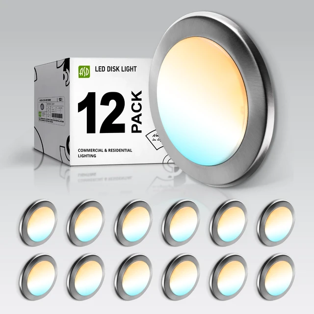 Main image of 12 Pack Nickel LED Disk Lights 6 Inch, 5CCT Flush Mount Ceiling Light 15W 2700K-5000K 1245LM Dimmable Surface Mount Disk Light, 6 Inch LED Ceiling Light, Low Profile Disc Lights, UL Energy Star