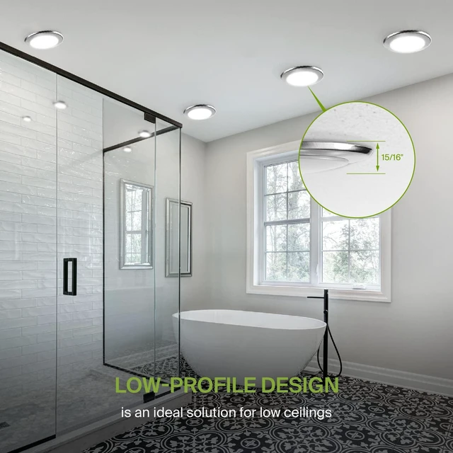 Alt view image 4 of 7 - 12 Pack Nickel LED Disk Lights 6 Inch, 5CCT Flush Mount Ceiling Light 15W 2700K-5000K 1245LM Dimmable Surface Mount Disk Light, 6 Inch LED Ceiling Light, Low Profile Disc Lights, UL Energy Star