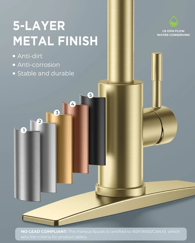 Alt view image 2 of 7 - Gold Kitchen Faucet with Soap Dispenser, High Arc Single Handle No-Lead Stainless Steel Sink Faucet with Pull Down Sprayer, 1 or 3 Holes Deck Mount, High Arc Fit for Bar Farmhouse Laundry