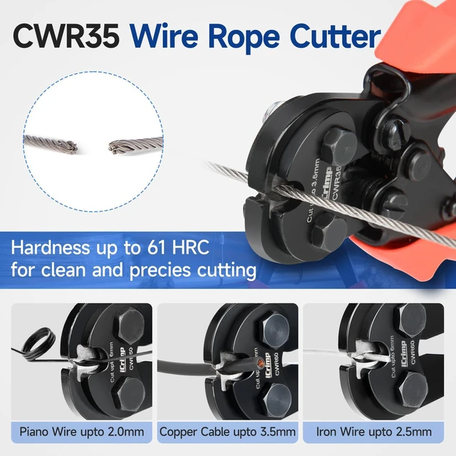 Alt view image 4 of 7 - iCrimp 1608M4 Wire Rope Crimper Kit, 3/64"1/8", with Cutter & Sleeves All in one storage case, kit contains crimper, cutter up to 3.5mm, 330 aluminum sleeves and 45 stainless steel thimbles