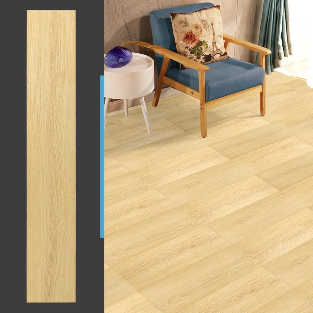 Alt view image 3 of 7 - 36-Pack Wood Grain Peel and Stick Vinyl Flooring Tiles, Aspen Yellow 18 & 54 sq.ft Options, Rigid Surface Hard Core, Waterproof, Self-Adhesive, Impact Resistant, Fit Indoor Household Spaces