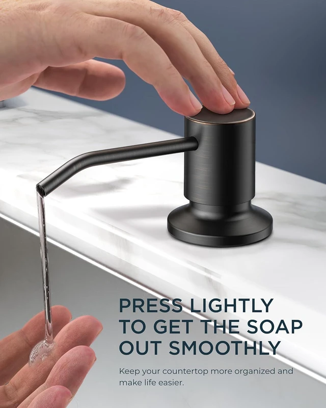 Alt view image 4 of 7 - Kitchen Sink Faucet with Soap Dispenser, Oil Rubbed Bronze High Arc No-Lead Stainless Steel High Arc Faucet with Pull Down Sprayer, with Deck Plate, Fit for Bar Farmhouse Laundry Rv Outdoor