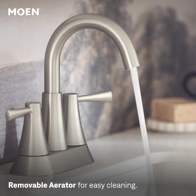 Alt view image 6 of 7 - Ronan Spot Resist Brushed Nickel Two-Handle 4" Centerset Modern Bathroom Faucet with Push-Down Drain, 84022SRN