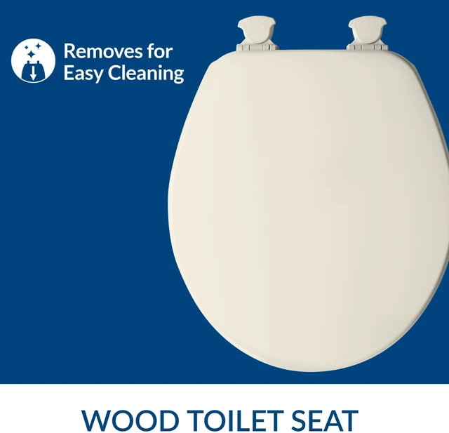 Alt view image 2 of 7 - CHURCH Toilet Seat, Easy Clean Hinges Release for Deep Cleans, Durable Enameled Wood Seat, Round, Biscuit