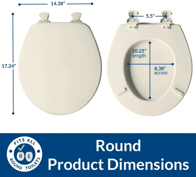 Alt view image 3 of 7 - CHURCH Toilet Seat, Easy Clean Hinges Release for Deep Cleans, Durable Enameled Wood Seat, Round, Biscuit