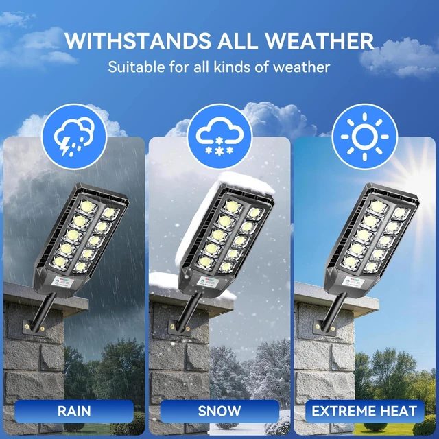 Alt view image 3 of 7 - 6000W Solar Lights Outdoor for Backyard,Garage and Parking Lot 2-Pack IP67 Waterproof Solar Street Lights,Dusk to Dawn Outdoor Solar Lights with Remote Control