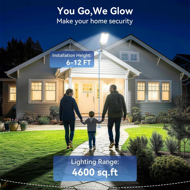 Alt view image 4 of 7 - 6000W Solar Lights Outdoor for Backyard,Garage and Parking Lot 2-Pack IP67 Waterproof Solar Street Lights,Dusk to Dawn Outdoor Solar Lights with Remote Control