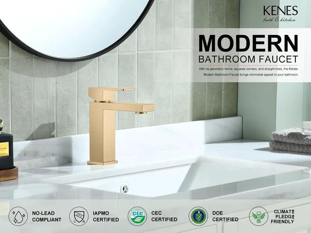 Alt view image 2 of 7 - Champagne Bronze Bathroom Faucet 1 Hole, Single Handle Vanity Faucet Bathroom Sink Faucet with Pop Up Drain & Supply Lines, Lead-Free cUPC & NSF Certified, 1 Handle Faucet for Vanity RV Restroom