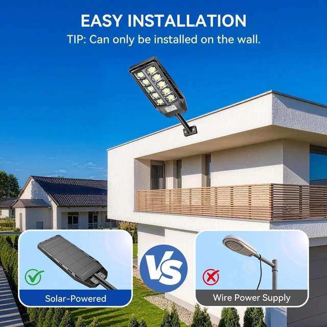 Alt view image 7 of 7 - 6000W Solar Lights Outdoor for Backyard,Garage and Parking Lot 2-Pack IP67 Waterproof Solar Street Lights,Dusk to Dawn Outdoor Solar Lights with Remote Control