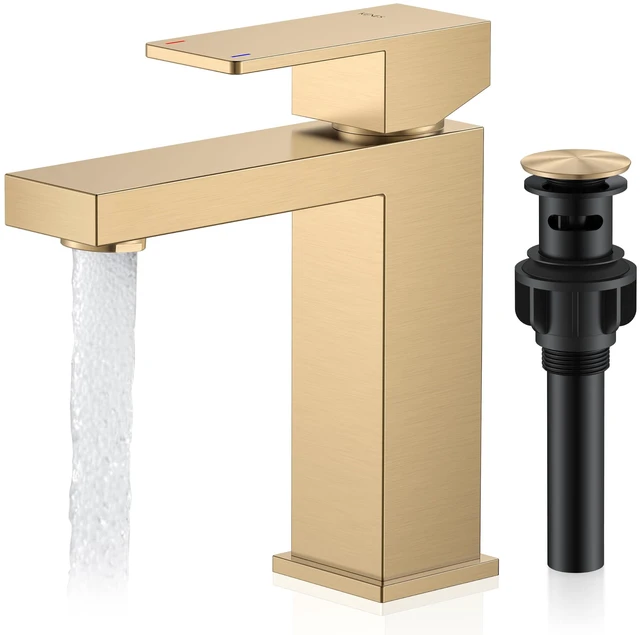Main image of Champagne Bronze Bathroom Faucet 1 Hole, Single Handle Vanity Faucet Bathroom Sink Faucet with Pop Up Drain & Supply Lines, Lead-Free cUPC & NSF Certified, 1 Handle Faucet for Vanity RV Restroom