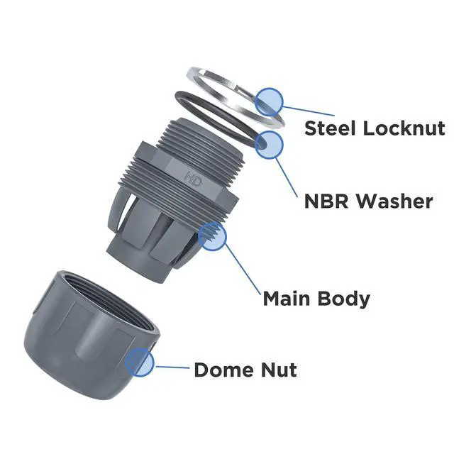 Alt view image 4 of 6 - Conduit Connectors, 1/2 Inch, Straight, Grey, 150-Pack Liquid Tight Connector, NPT, Non-Metallic, for PVC Electrical Flexible Conduit Fittings, 180 Degree, UL Listed