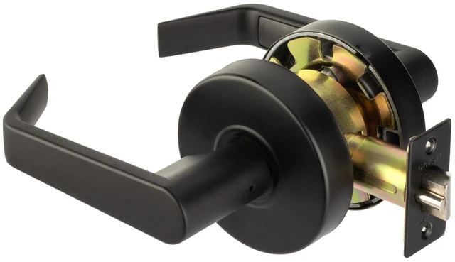 Alt view image 3 of 7 - Augusta Storeroom Lever Lockset, ADA, Grade 2, Flat Black ADA Compliant Storeroom Door Lever Lockset For Storage Room Or Commercial Facility, Grade 2 Heavy Duty Construction