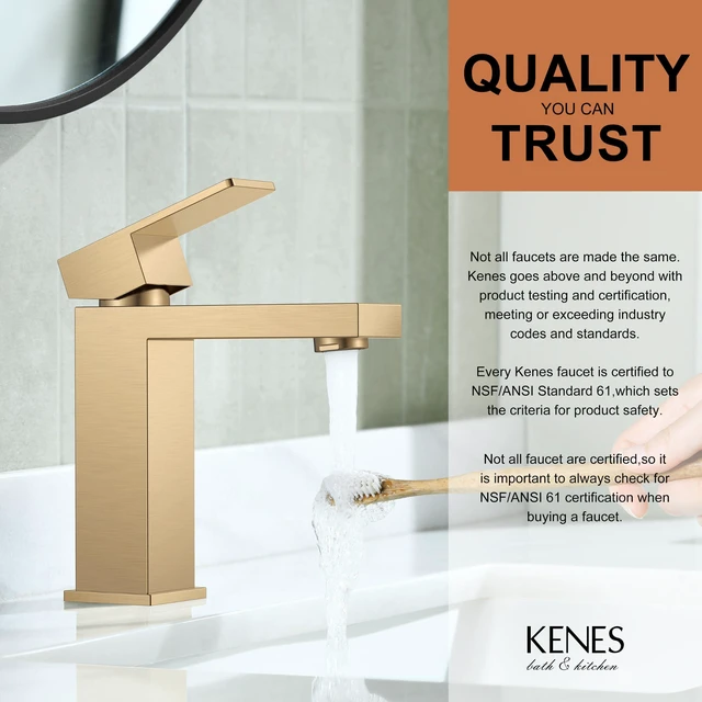Alt view image 3 of 7 - Champagne Bronze Bathroom Faucet 1 Hole, Single Handle Vanity Faucet Bathroom Sink Faucet with Pop Up Drain & Supply Lines, Lead-Free cUPC & NSF Certified, 1 Handle Faucet for Vanity RV Restroom