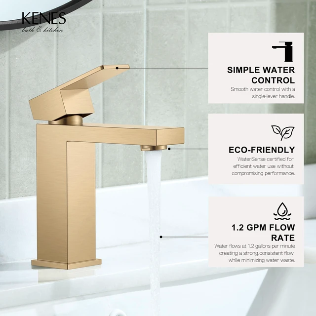 Alt view image 4 of 7 - Champagne Bronze Bathroom Faucet 1 Hole, Single Handle Vanity Faucet Bathroom Sink Faucet with Pop Up Drain & Supply Lines, Lead-Free cUPC & NSF Certified, 1 Handle Faucet for Vanity RV Restroom