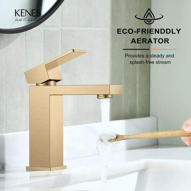 Alt view image 7 of 7 - Champagne Bronze Bathroom Faucet 1 Hole, Single Handle Vanity Faucet Bathroom Sink Faucet with Pop Up Drain & Supply Lines, Lead-Free cUPC & NSF Certified, 1 Handle Faucet for Vanity RV Restroom