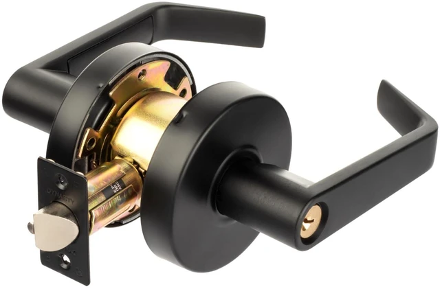Main image of Augusta Classroom Lever Lockset, ADA, Grade 2, Flat Black ADA Compliant Classroom Door Lever Lockset For School, Classroom Or Educational Facility, Grade 2 Heavy Duty Construction