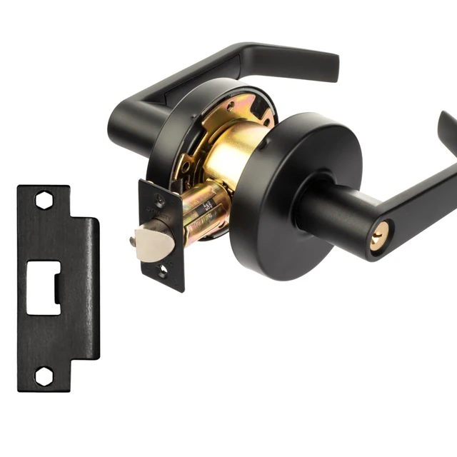 Alt view image 7 of 7 - Augusta Classroom Lever Lockset, ADA, Grade 2, Flat Black ADA Compliant Classroom Door Lever Lockset For School, Classroom Or Educational Facility, Grade 2 Heavy Duty Construction