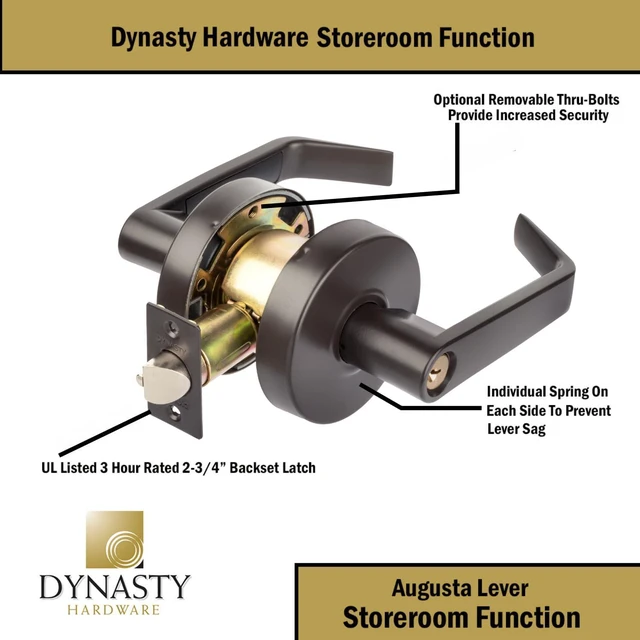 Alt view image 6 of 7 - Augusta Storeroom Lever Lockset, ADA, Grade 2, Oil Rubbed Bronze ADA Compliant Storeroom Door Lever Lockset For Storage Room Or Commercial Facility, Grade 2 Heavy Duty Construction