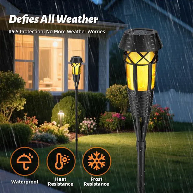 Alt view image 3 of 7 - Flickering Flames Torch Light Solar Garden Lights Waterproof Landscape Lighting - 4 Pack