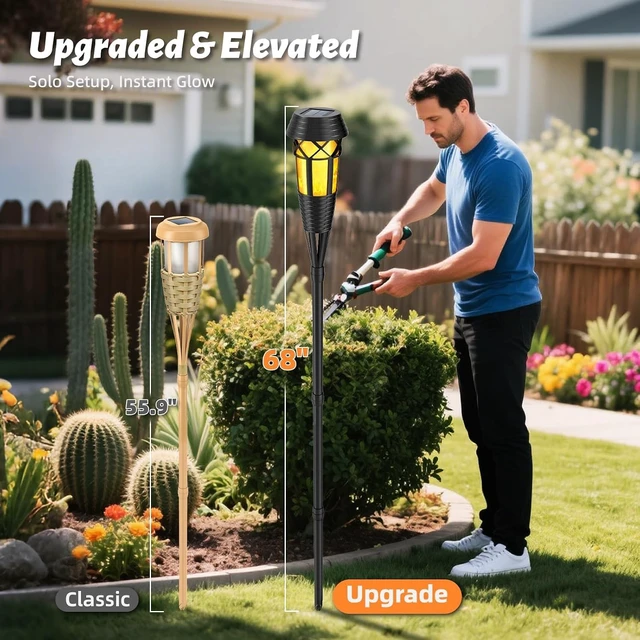 Alt view image 5 of 7 - Flickering Flames Torch Light Solar Garden Lights Waterproof Landscape Lighting - 4 Pack