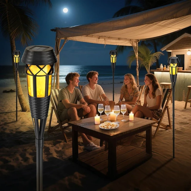 Alt view image 7 of 7 - Flickering Flames Torch Light Solar Garden Lights Waterproof Landscape Lighting - 4 Pack
