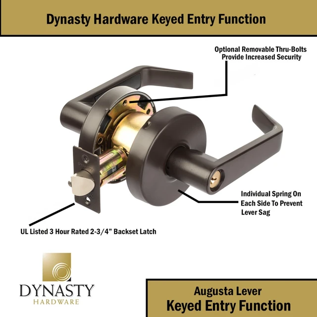 Alt view image 6 of 7 - Augusta Office/Entry Lever Lockset, ADA, Grade 2, Oil Rubbed Bronze ADA Compliant Commercial Door Lever Lockset For Office, Entry Or Warehouse Use, Grade 2 Heavy Duty Construction