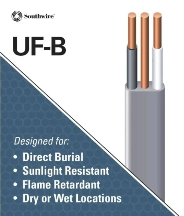 Alt view image 3 of 4 - 12/2 UF B Wire with Ground, 50 ft, Gray Solid Copper Direct Burial Cable for Outdoor & Underground Use, 600V