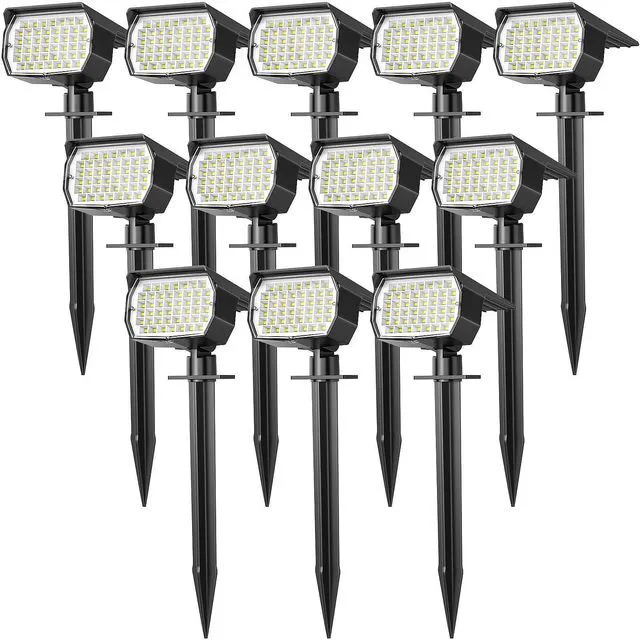 Main image of Solar Spot Lights Outdoor Landscape Spotlights 12 Pack Cool White 46LED, 3 Mode, Auto On/Off Landscape Spotlights Solar Powered Flood Lights for Outside Pathway Yard Garden House Walkway Tree